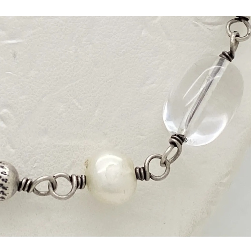 Silpada Vintage Sterling Silver Silver Pearl & Crystal Necklace - Picture 8 of 14